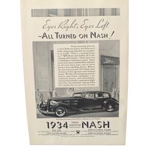 Vintage 1934 Nash Eyes All Turned on Nash Ad Advertisement